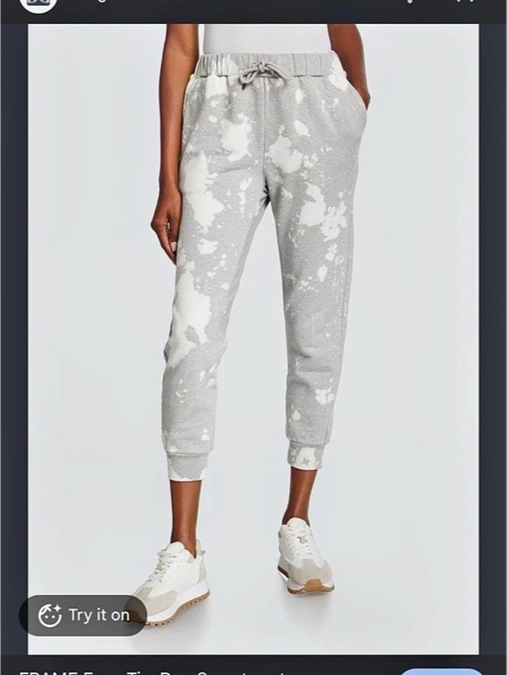 FRAME Easy Tie-Dye Sweatpants Gray & White XS